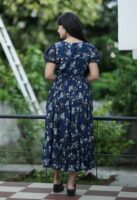 Morpich(Teal) Georgette Floral Printed Maxi Dress For Women