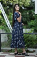 Morpich(Teal) Georgette Floral Printed Maxi Dress For Women