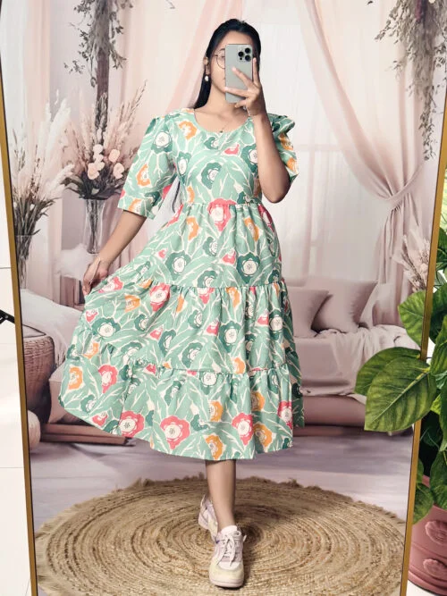 Women’s Rama Floral Printed Cotton Blend Midi Dress