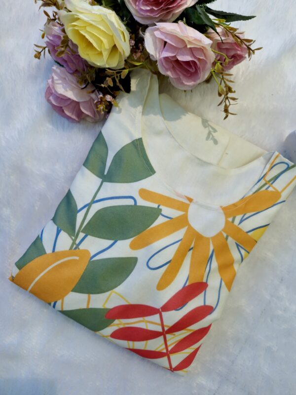 Off White Printed Cotton Maxi Dress