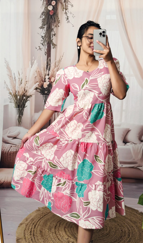Cotton Blend Floral Dress