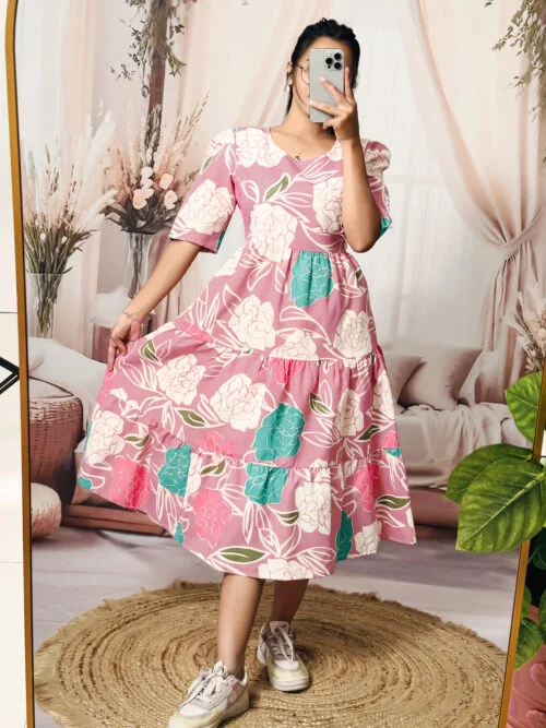 Cotton Blend Floral Dress