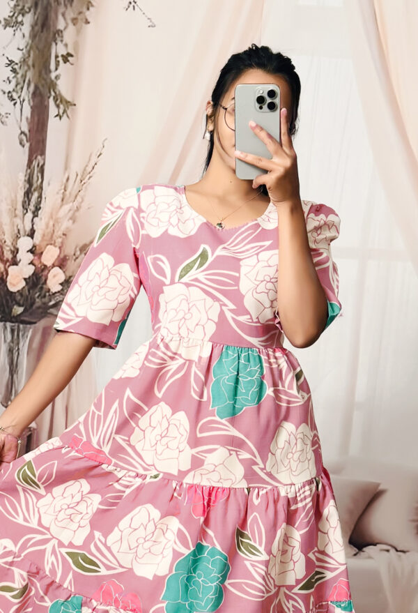 Cotton Blend Floral Dress
