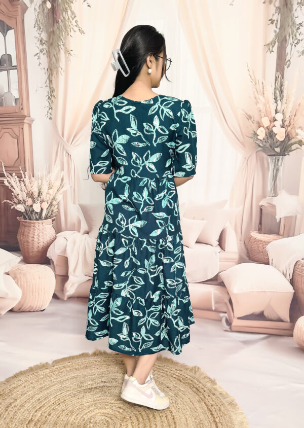 Women’s  Aqua Blue Printed Cotton Blend Midi