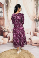 Women’s Purple Floral Printed Cotton Blend Midi Dress