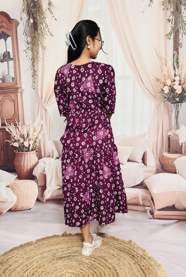 Women’s Purple Floral Printed Cotton Blend Midi Dress