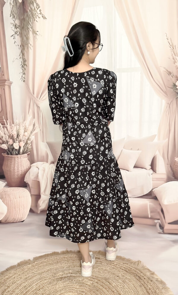 Women’s black Floral Printed Cotton Blend Midi Dress