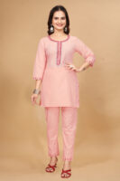 Peach Colour Solid Tunic and Pant Set