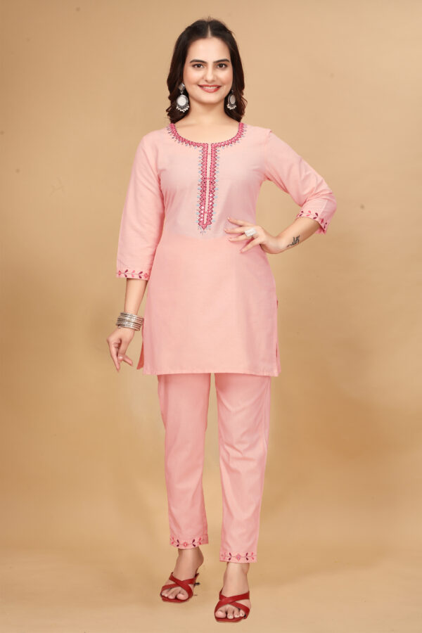Peach Colour Solid Tunic and Pant Set