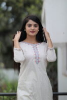 Off White Colour Solid Tunic and Pant Set