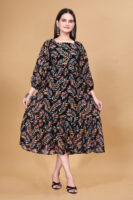 BLack Printed Georgette Dress