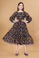 BLack Printed Georgette Dress