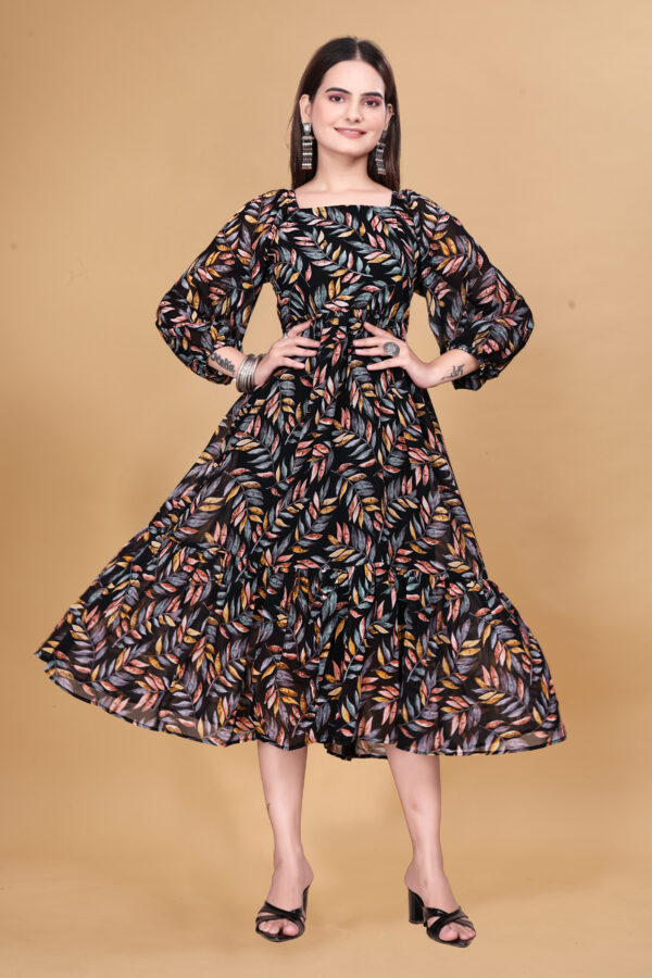 BLack Printed Georgette Dress