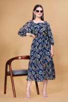 Blue Printed Georgette Dress