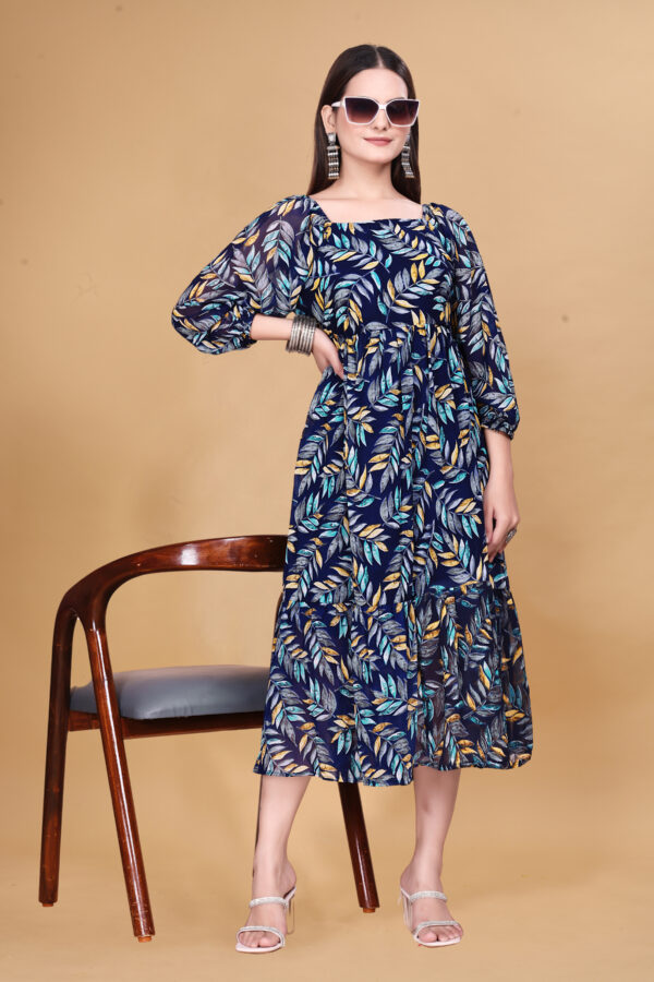 Blue Printed Georgette Dress