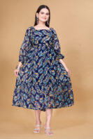 Blue Printed Georgette Dress