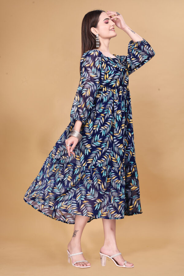 Blue Printed Georgette Dress
