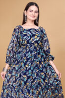 Blue Printed Georgette Dress