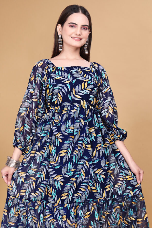 Blue Printed Georgette Dress