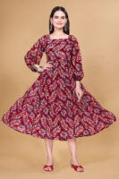 Maroon Printed Georgette Dress
