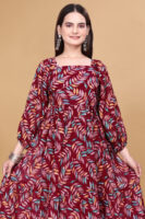 Maroon Printed Georgette Dress
