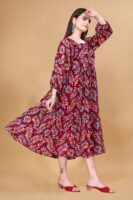 Maroon Printed Georgette Dress