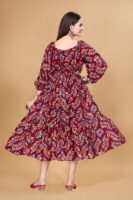 Maroon Printed Georgette Dress