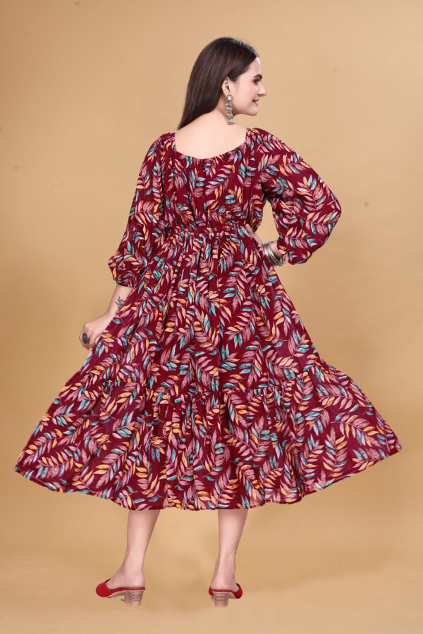Maroon Printed Georgette Dress
