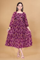 Wine Printed Georgette Dress