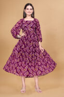 Wine Printed Georgette Dress