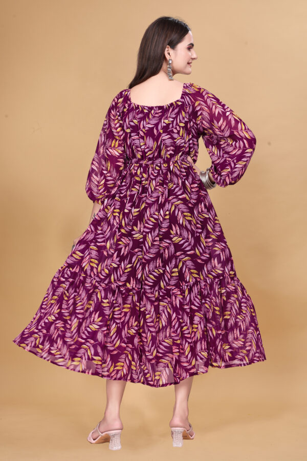 Wine Printed Georgette Dress